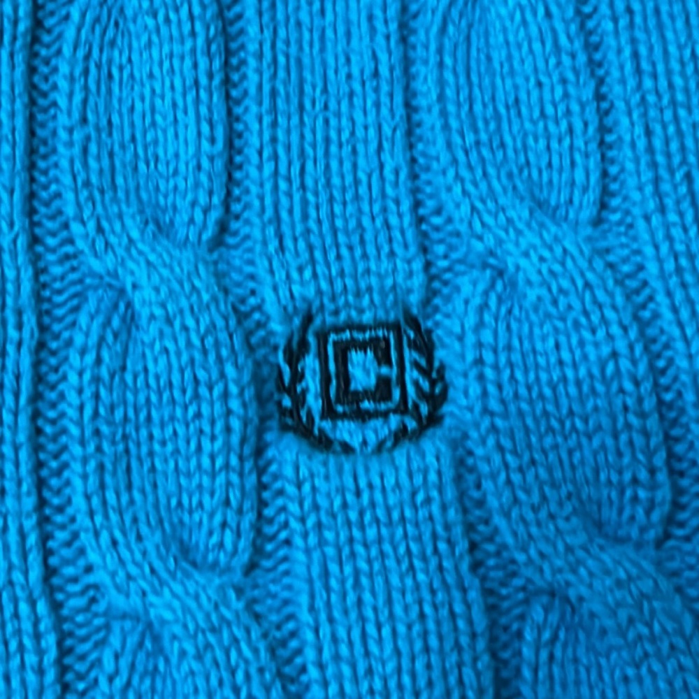 Chaps Blue Chunky cable Knit Sweater sz M - Picture 5 of 5